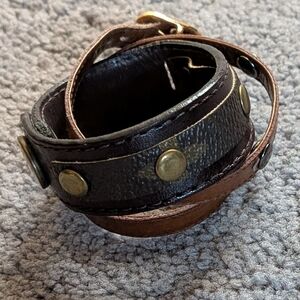 Two Upcycled Authentic Canvas Authentic Leather And Authentic Buckle Bracelets